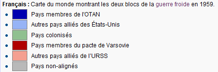 Carte du monde montrant les deux blocs de la guerre froide en 1959 - Legende - wikipedia